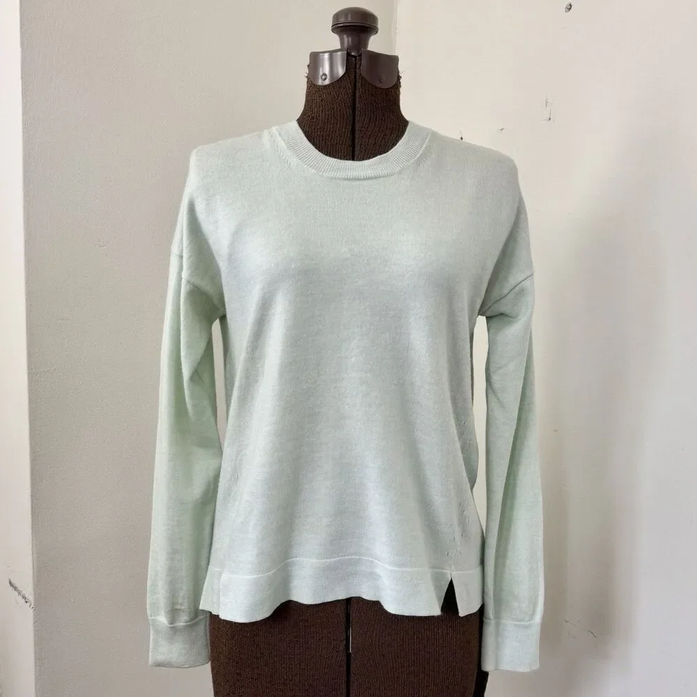 J. Crew Sea Green Merino Wool Cotton Crewneck Sz S Lightweight Spring Pullover